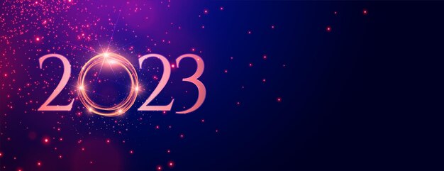 Elegant 2023 new year sparkles banner with light frame