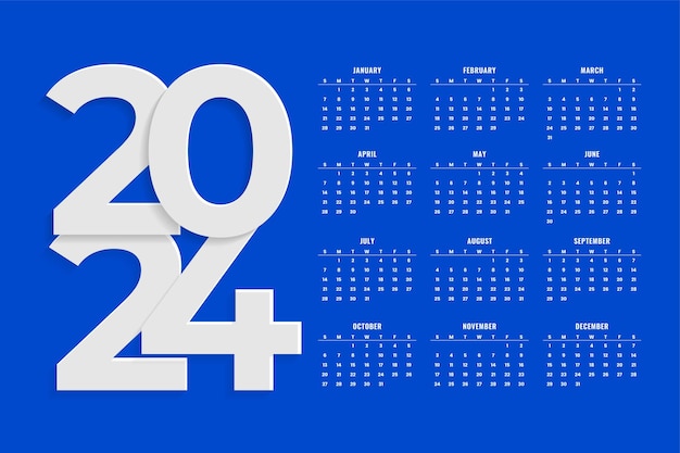 elegant 2024 wall calendar blue template a full page design vector