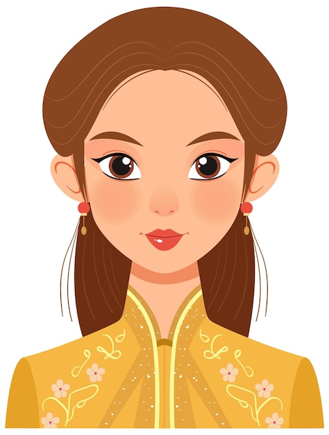 Free Vector elegant asian woman in traditional attire