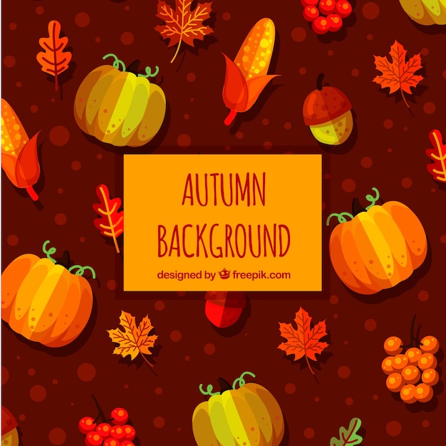 Elegant autumn background with corn and pumpkins