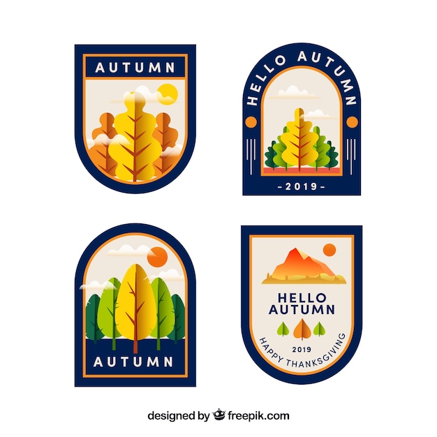 Free Vector elegant autumn label collection