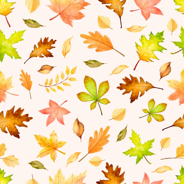 elegant autumn seamless pattern with different autumn leaves.