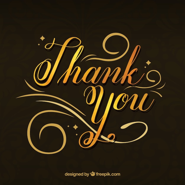 Elegant background of golden lettering with the text "thank you"