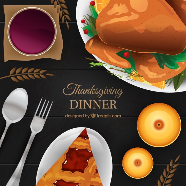 Elegant background of tasty thanksgiving dinner