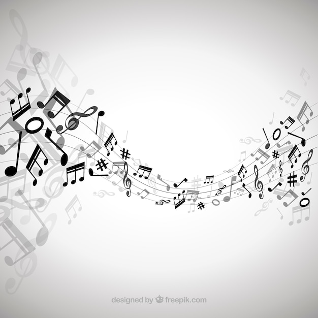 Elegant background with black musical notes 