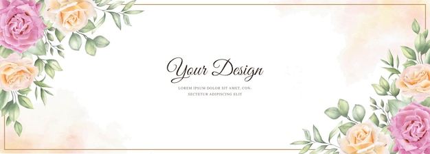 elegant banner and background rose design