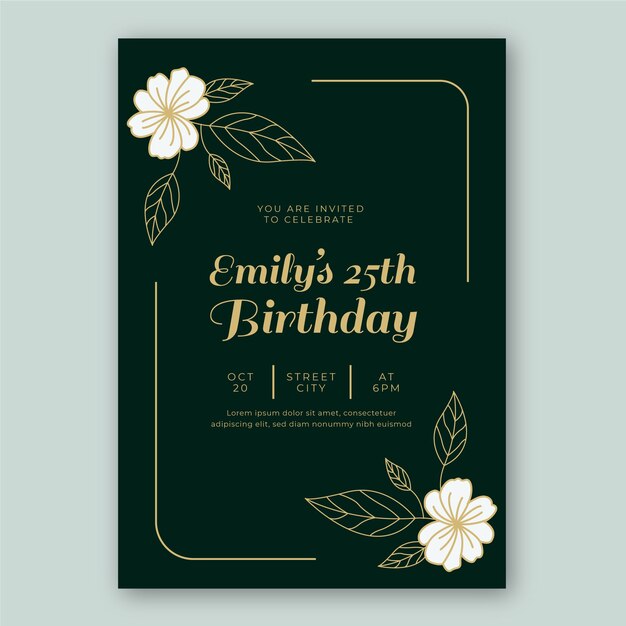 Elegant birthday card invitation template