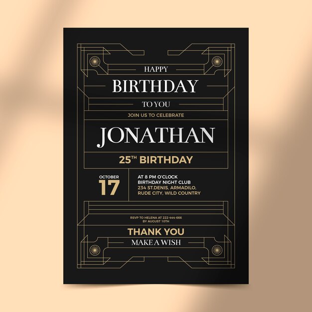 Elegant birthday invitation template