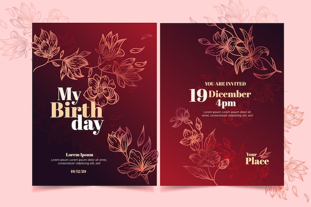 Free vector elegant birthday invitation template