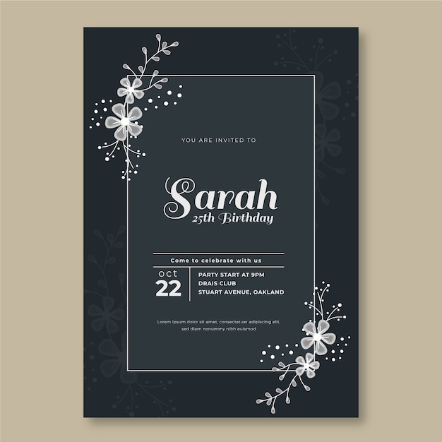 Elegant birthday invitation template