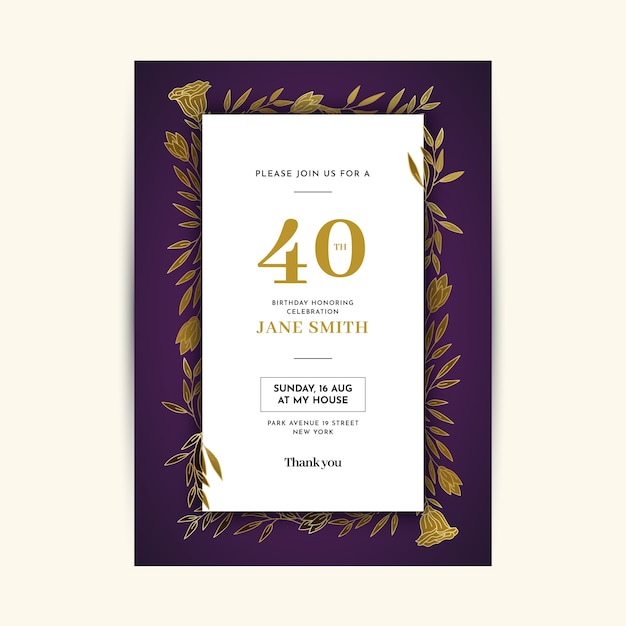 Elegant birthday invitation template