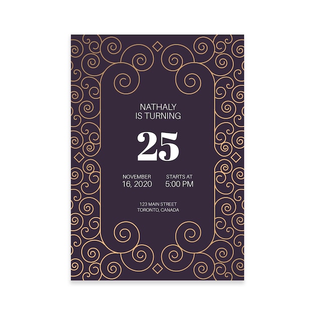 Free vector elegant birthday invitation template