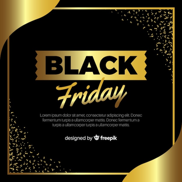 Elegant black friday composition with golden style