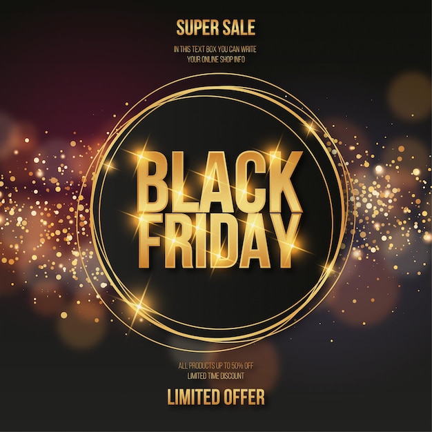 Elegant Black Friday Sale Background with Golden Fram