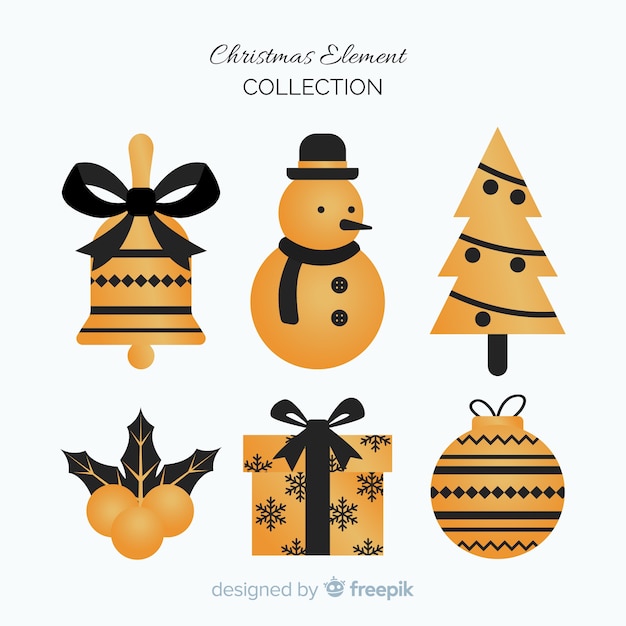 Elegant black and golden christmas elements