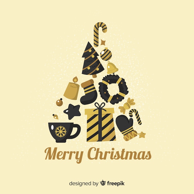 Free Vector elegant black and golden christmas elements