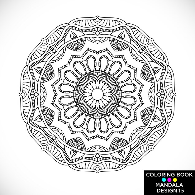 Elegant black mandala for coloring book