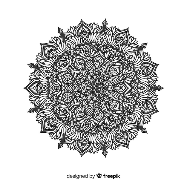 Free vector elegant black and white mandala concept background