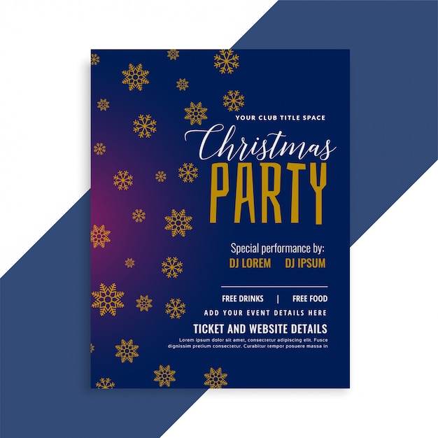 Elegant blue christmas snowflakes flyer design template