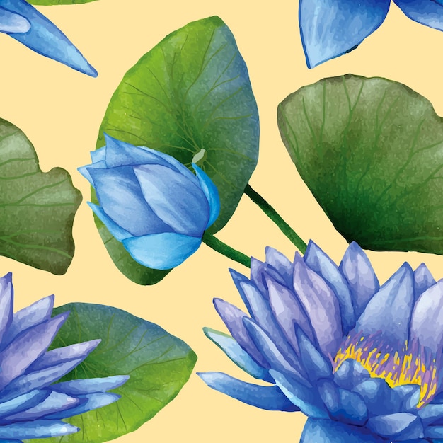 elegant blue lotus flower seamless pattern