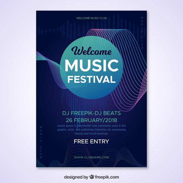 Elegant blue music festival flyer template