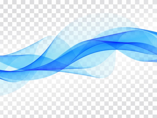 Elegant blue wave flowing transparent background vector