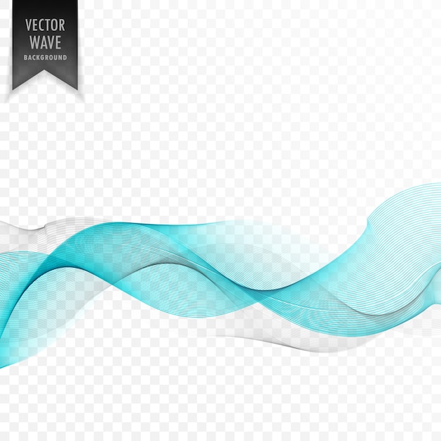 elegant blue wave on transparent background