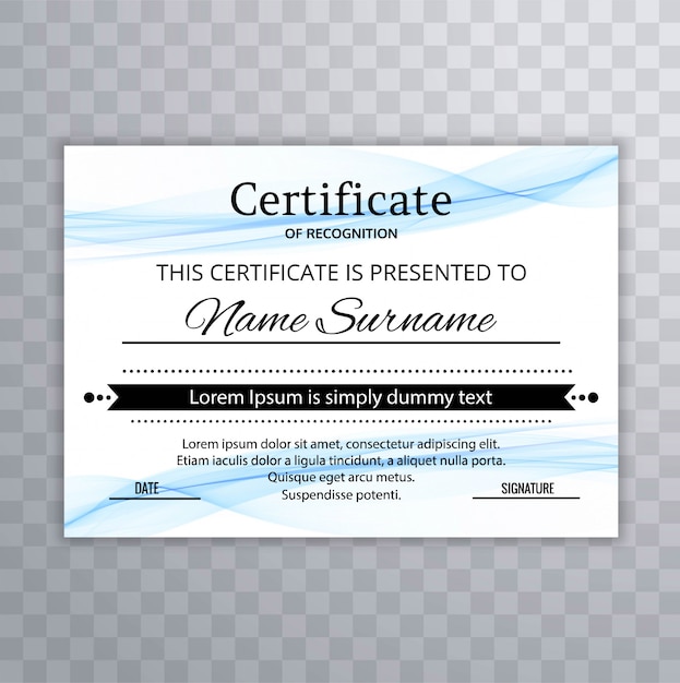 Elegant blue wavy certificate template design