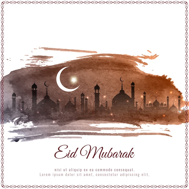 Elegant brown eid mubarak vector design