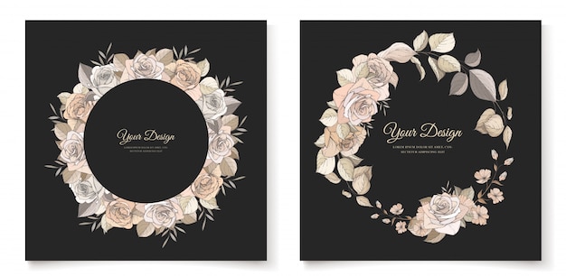 elegant brown floral invitation card template