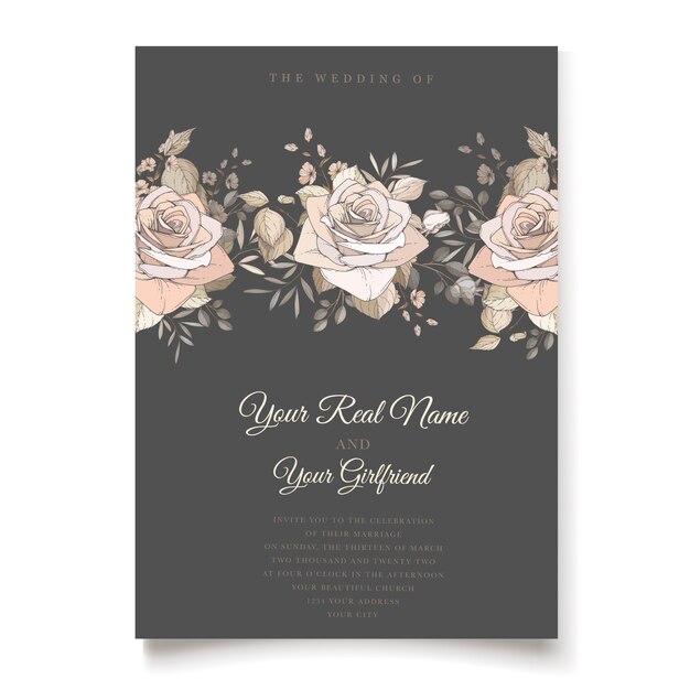 elegant brown floral invitation card template