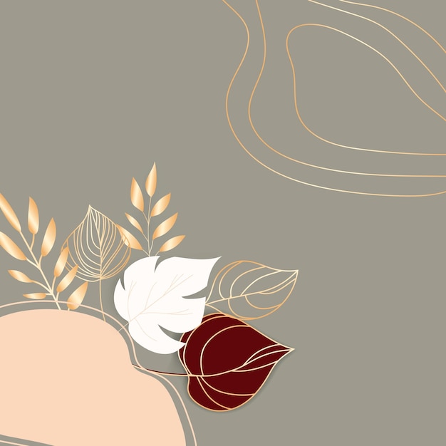 Free vector elegant brown maroon and gold leaves bouquet