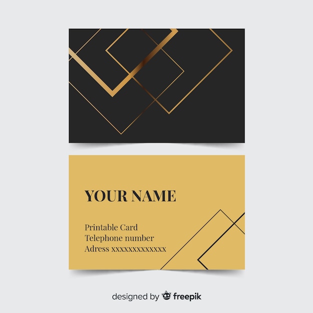 Free Vector elegant business card template with golden style