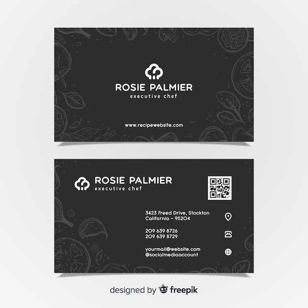 Elegant business card template with hand drawn style