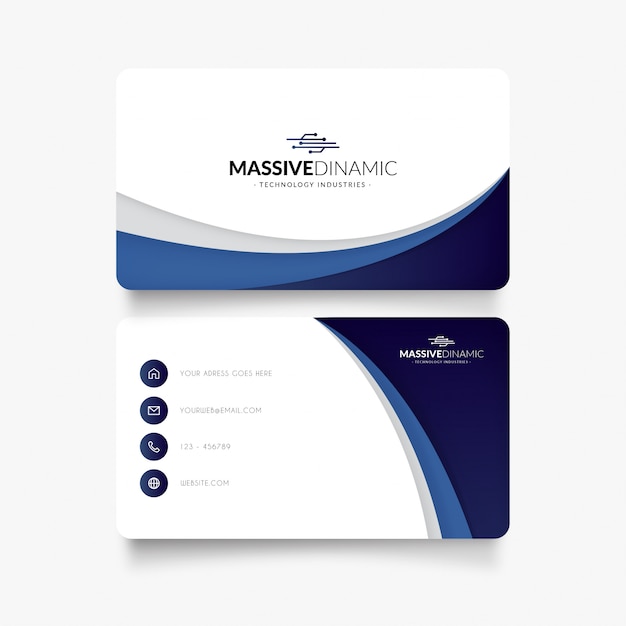 Elegant Business Card with Blue Waves