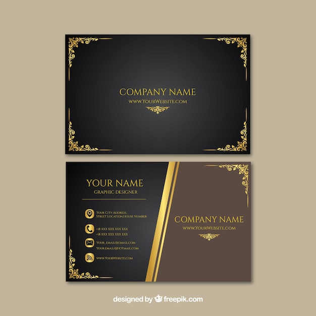 Elegant business card with golden details