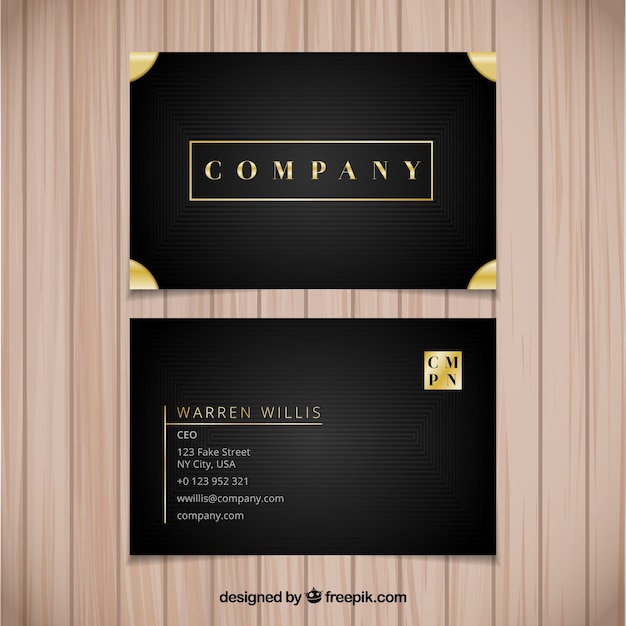 Elegant business card with golden details