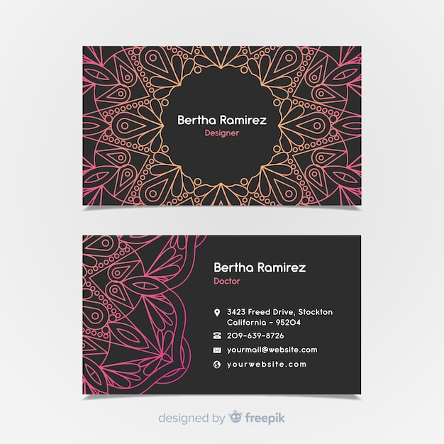 Free Vector elegant business card with mandala concept