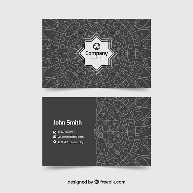 Free Vector elegant business card with mandala