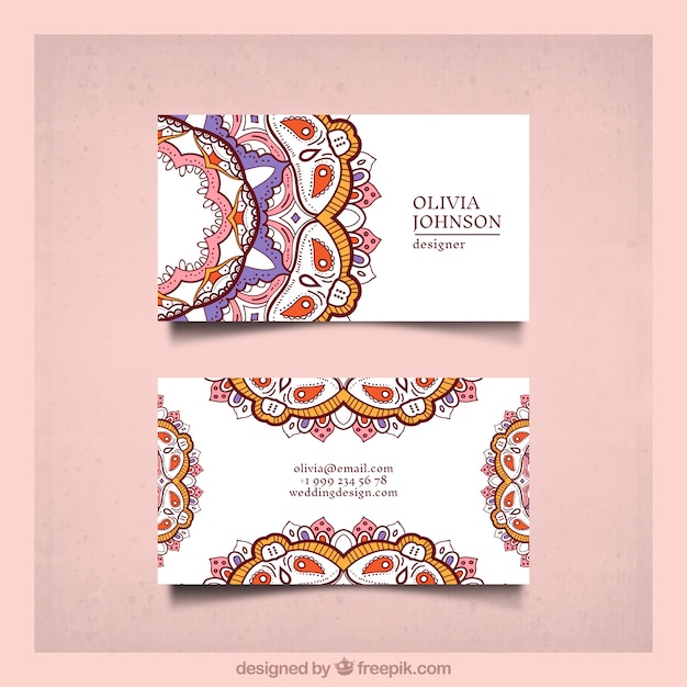 Elegant business card with mandalas