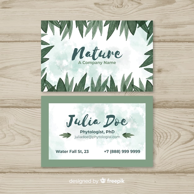 Free Vector elegant business card with nature design