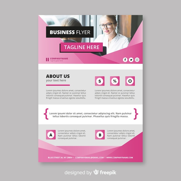 Elegant business flyer template with flat design