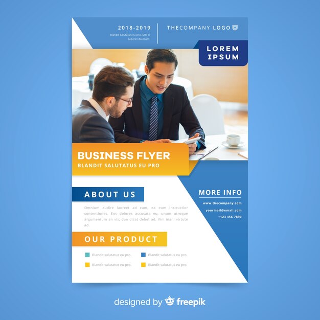 Elegant business flyer template with photo