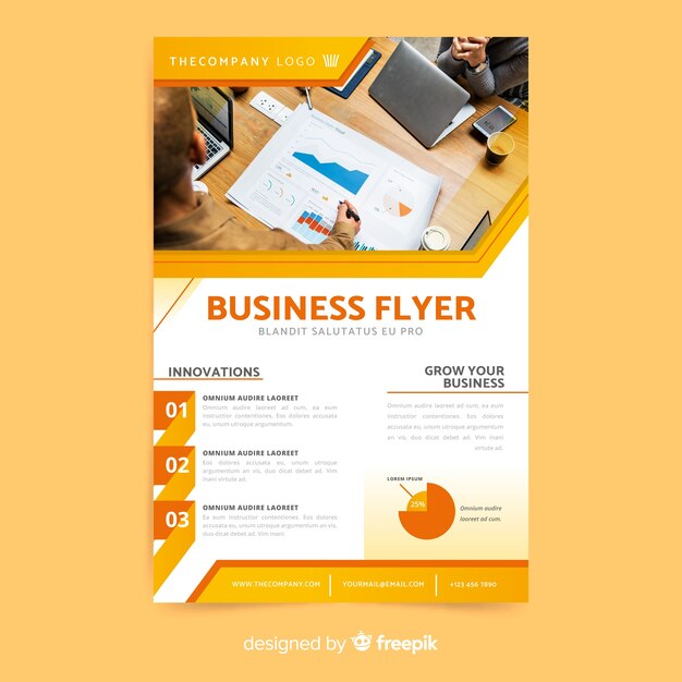 Elegant business flyer template with photo