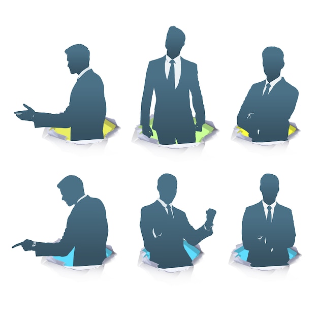 Free Vector elegant businessman silhouette collect