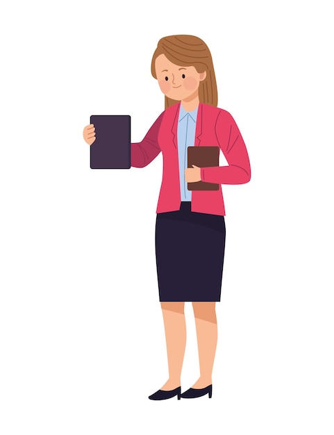 Free Vector elegant businesswoman with documents character