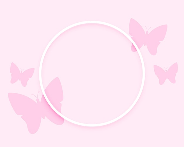 Free Vector elegant butterfly round frame pink background