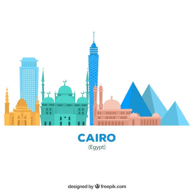 Elegant cairo skyline with flat design