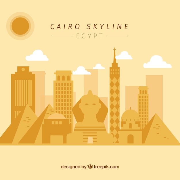 Free Vector elegant cairo skyline with flat design