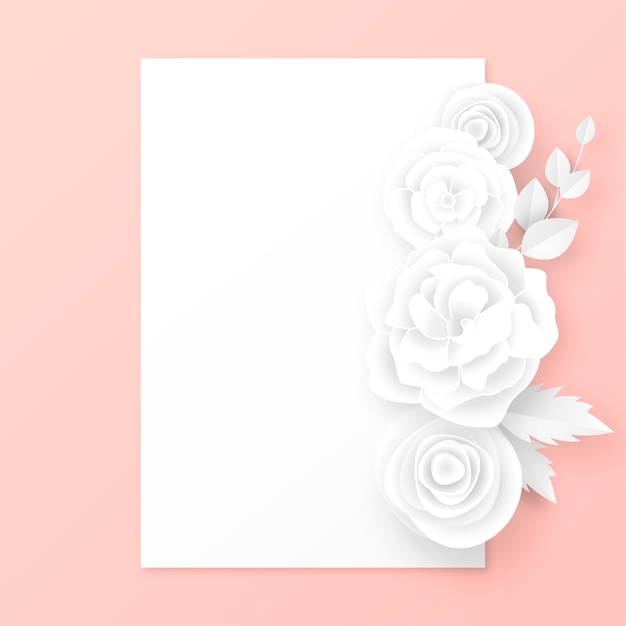 Free Vector elegant card with white paper cut flowers